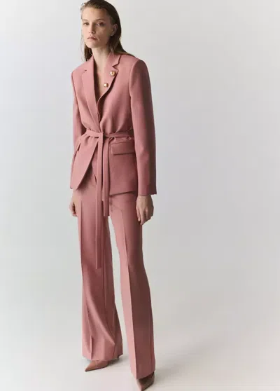Mango Blazer Costume Droit Avec Poches In Rose