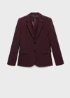 Mango Straight-fit Suit Jacket Burgundy