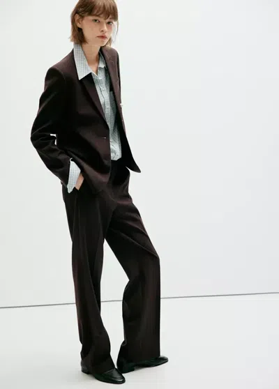Mango Blazer Costume Droit In Marron
