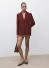Mango Straight-fit Suit Jacket In Burgundy