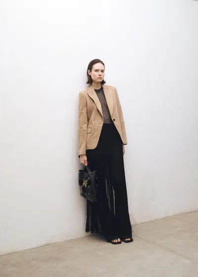 Mango Fitted Suede Jacket Medium Brown In Marron Moyen