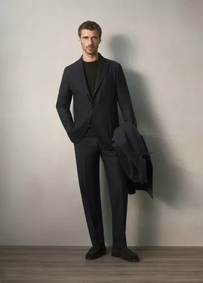 Mango Blazer De Costume En Flanelle Ajusté In Black