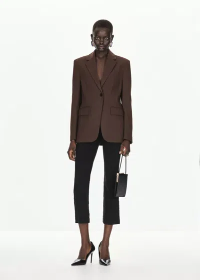 Mango Blazer Droit Avec Poches À Rabat In Brown