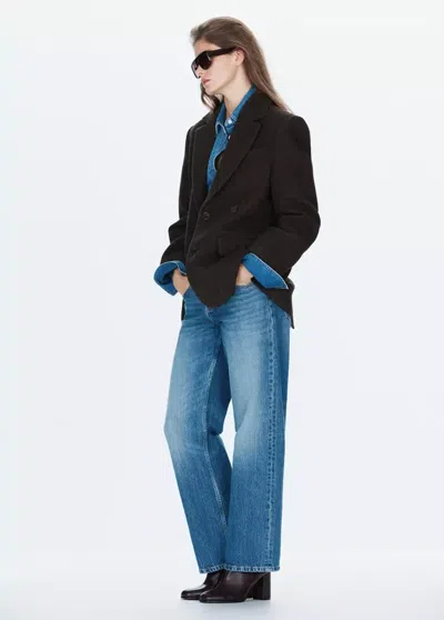 Mango Blazer Droit Pied-de-poule In Brown