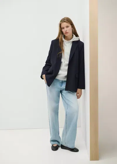 Mango Blazer En Crêpe Poches In Bleu Marine