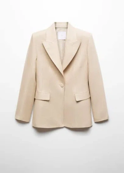 Mango 100% Linen Suit Blazer Light/pastel Grey