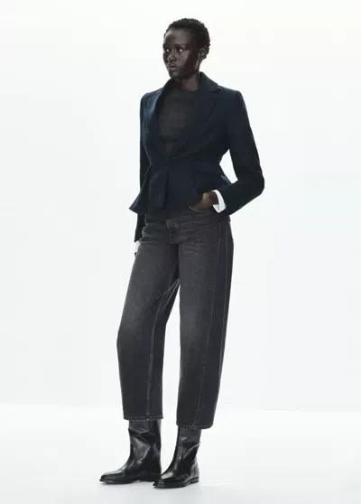 Mango Blazer Peplum À Poches In Blue
