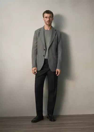 Mango Blazer Slim Fit En Laine Italienne In Gray