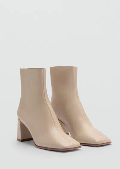 Mango Bottines Talon Bloc Bout Carré Écru - Femme - 42 -  In Neutral