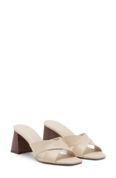 Mango Block Heel Sandal In Ecru