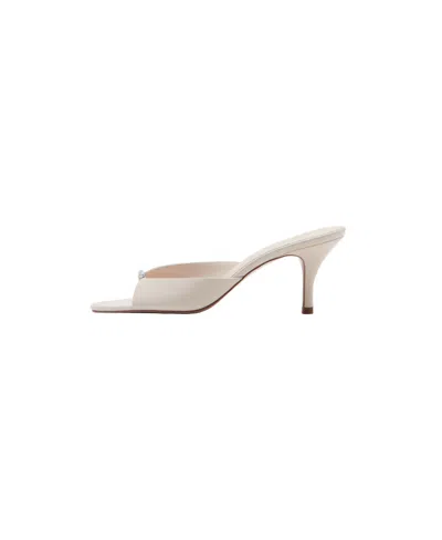 Mango Bloom Metallic-detail Stiletto-heel Sandals In Ecru