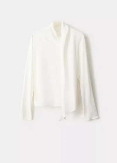 Mango Blouse À Col Noué In White