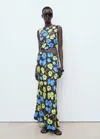 Mango Open-back Floral Blouse Black