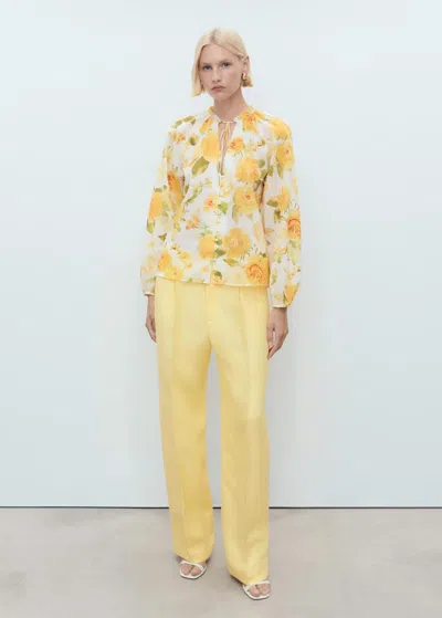 Mango Floral Cotton Blouse Yellow