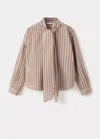 Mango Blouse À Rayures Et Naud In Multi