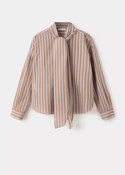 Mango Blouse À Rayures Et Naud In Marron