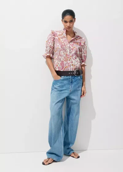 Mango Paisley-print Ruffled Blouse In Off White