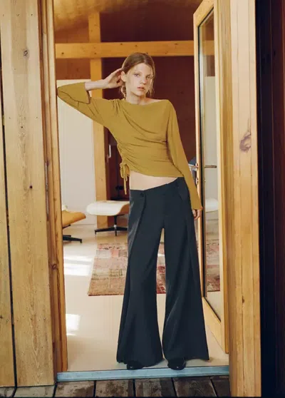 Mango Blouse Asymétrique Gaze In Blue