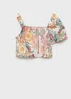 Mango Asymmetrical Printed Blouse Pink