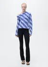 Mango Asymmetrical Striped Blouse Sky Blue In Bleu Ciel