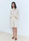 Mango Embroidered Cotton Blouse With Openwork Details In Blanc Cassé
