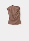 Mango Asymmetric Check Top In Brown