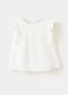 Mango Blouse Coton Broderies In White