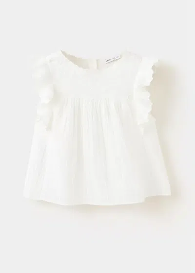 Mango Kids' Blouse Coton Broderies In White