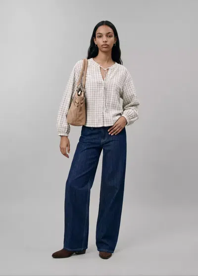 Mango Blouse Coton Col À Volant In Blanc Cassé