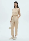 Mango Gathered Details Cotton Blouse Beige In Beige