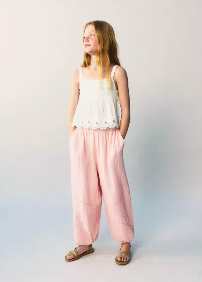 Mango Kids' Blouse Détails Brodés In White