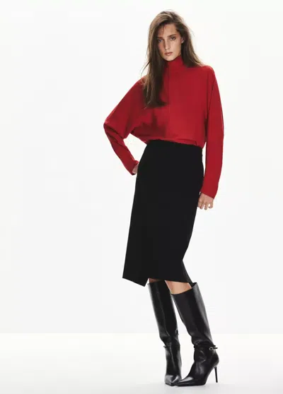 Mango Blouse Droite À Col Montant In Rouge