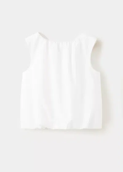 Mango Kids' Blouse En Coton Ouverture Au Dos In White