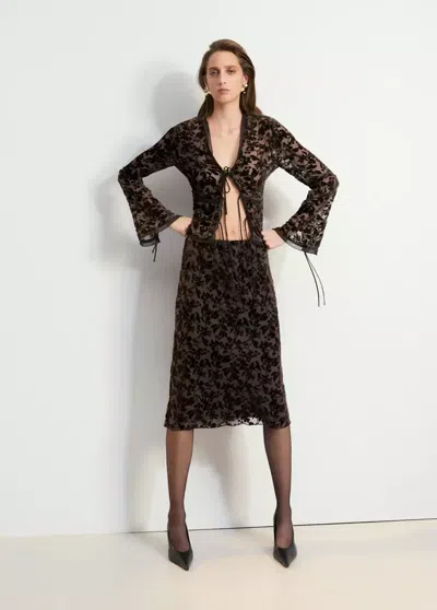 Mango Blouse En Dévoré Avec Nauds In Animal Print