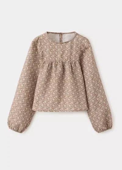 Mango Kids' Blouse En Imprimé Floral In Brown