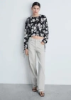 Mango Floral Print Blouse Black In Noir