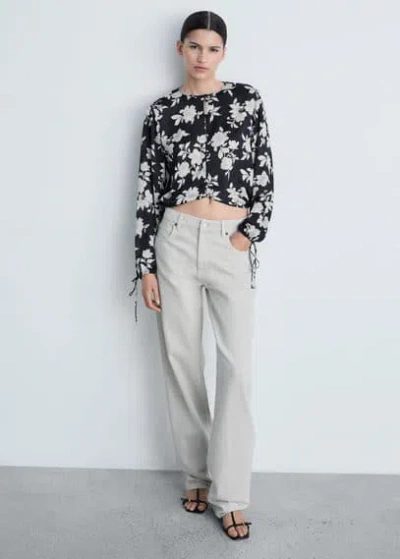 Mango Floral Print Blouse Black In Noir