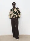 Mango Semi-transparent Floral Blouse In Black