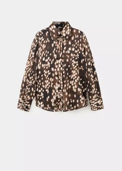 Mango Blouse Fluide Imprimée In Marron