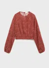 Mango Printed Puff Sleeve Blouse In Red