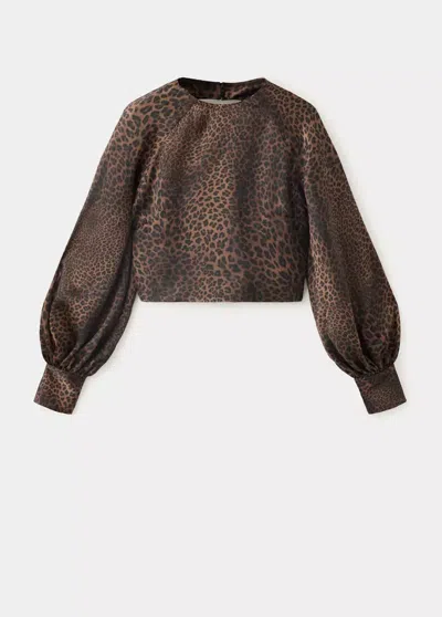 Mango Blouse Léopard Dos Nu In Marron