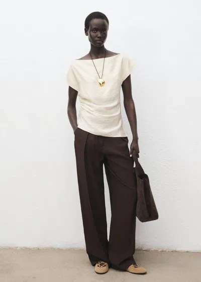 Mango Modal Blouse With An Asymmetric Neckline In White