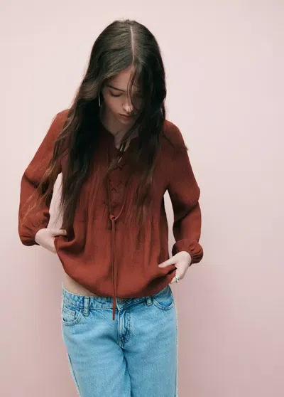 Mango Blouse Nora In Orange Brûlé