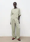 Mango Oversize Blouse With Rolled-up Sleeves In Green