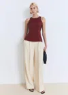 Mango Blouse Peplum Col Halter Grenat - Femme - L -  In Burgundy