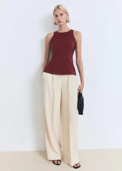 Mango Blouse Peplum Col Halter Grenat - Femme - L -