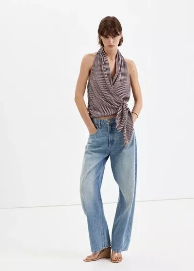 Mango Blouse Rayée À Décolleté Croisé