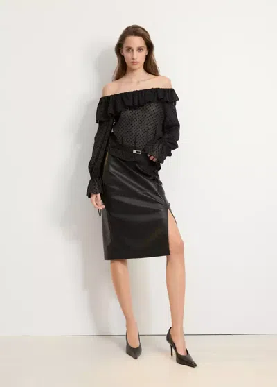 Mango Blouse Semi-transparente Pois In Black