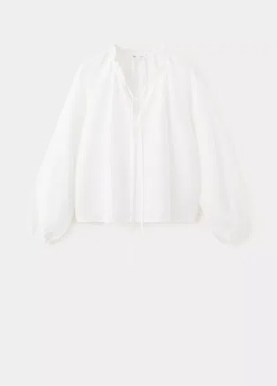 Mango Blouse Texturée Naud In Blanc Cassé