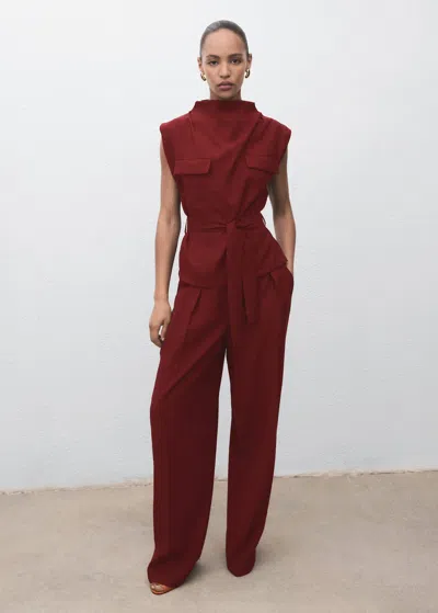 Mango Blouse With Draped Neck And Belt
